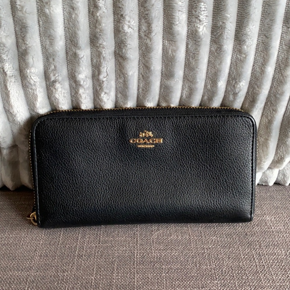 Black, leather Zip around wallet